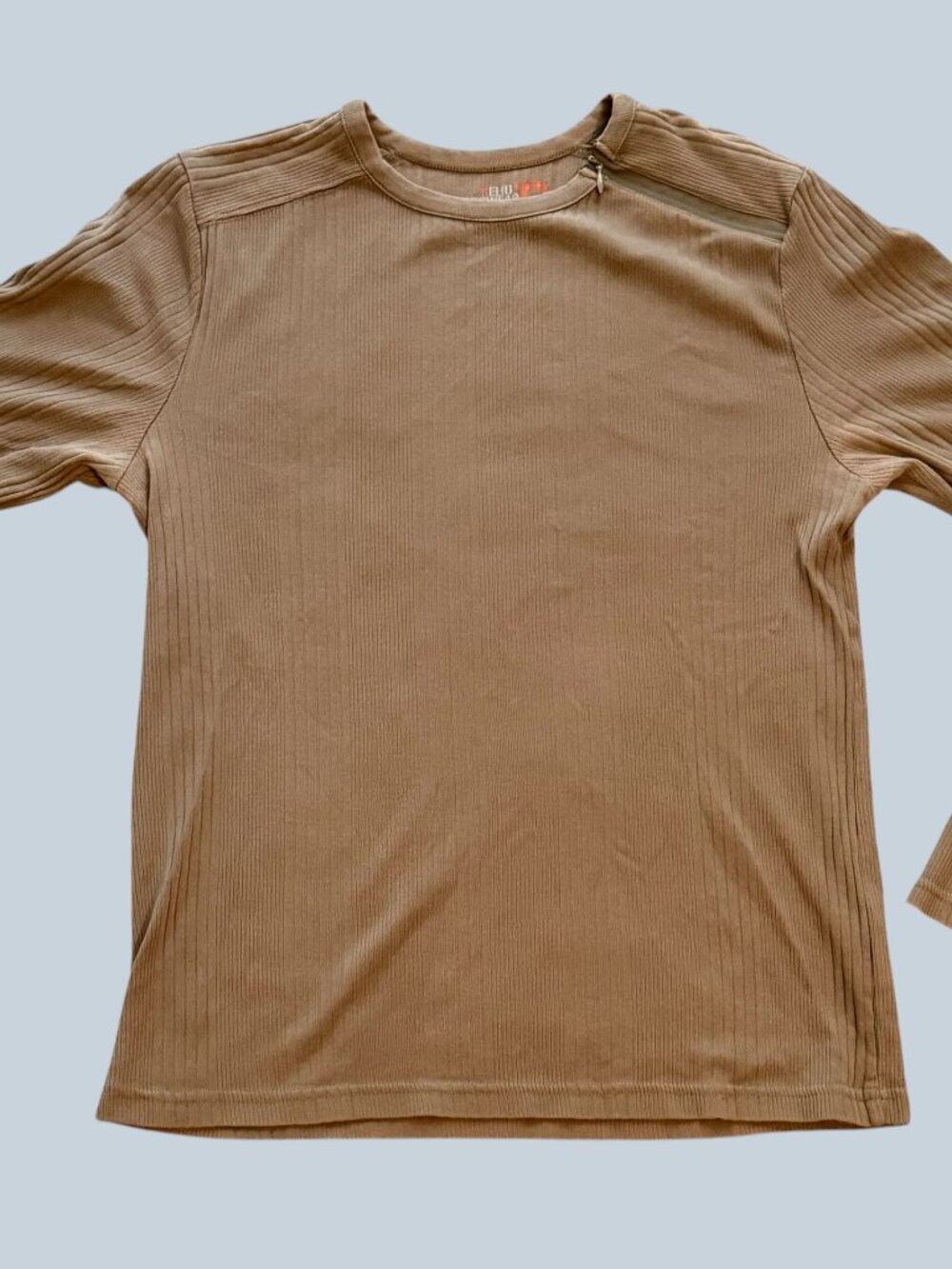 CELLO Sportswear Women's Ribbed Long Sleeve Top Tan Size Large